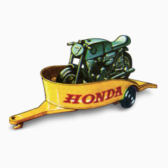 本田摩托车随着拖车年代的火柴盒汽车图标