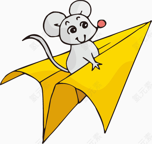 坐在纸飞机上的老鼠