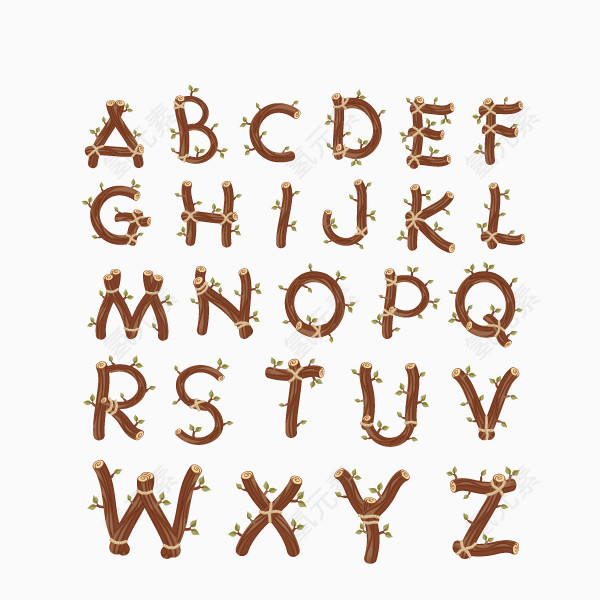 数字字母 草垛字母 深褐色