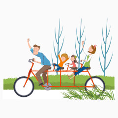 一家人骑自行车