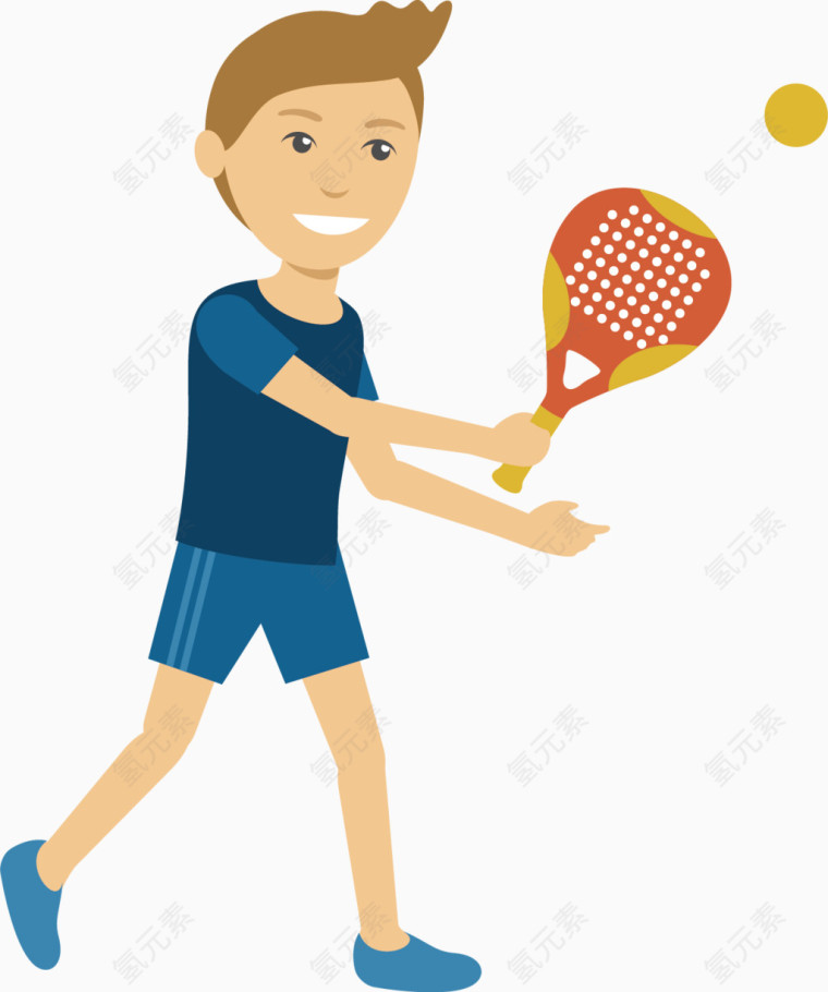 玩网球卡通人物图标元素