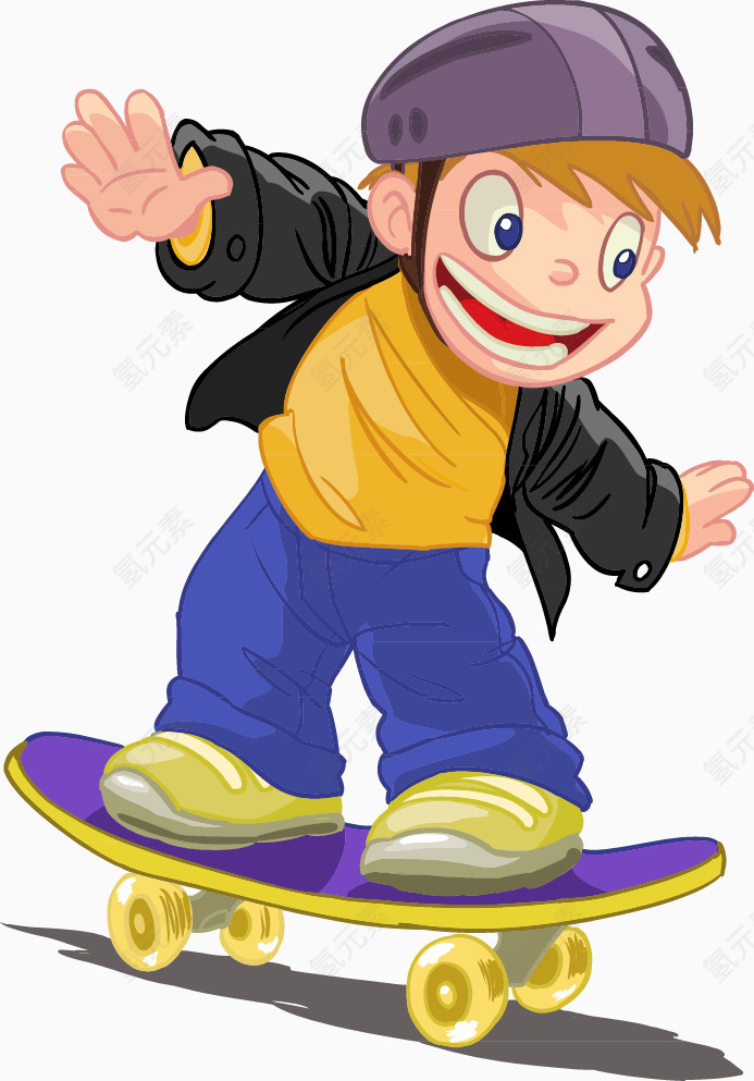 玩滑板的小男孩