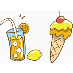 卡通夏日冰饮柠檬口味果汁冰激凌