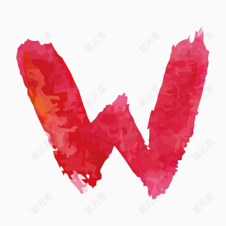 红色水彩字母字体W
