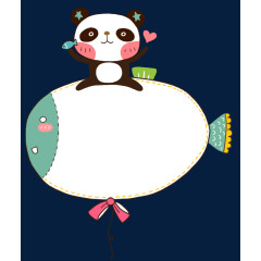 熊猫气球卡通对话框泡泡框  