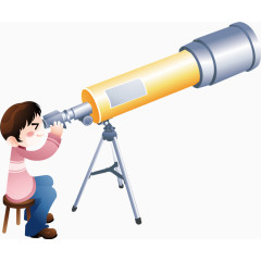 小男孩玩望远镜卡通手绘装饰元素