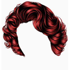 红色卷发发型