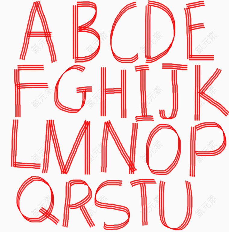红色手写丝带英文字母字体