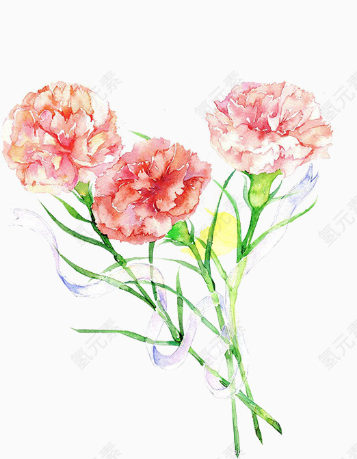 粉玫瑰水彩手绘装饰元素
