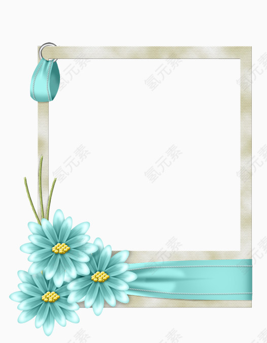 白色相框天蓝色花朵相框边框室内设计