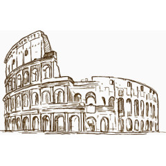 罗马斗兽场建筑卡通手绘