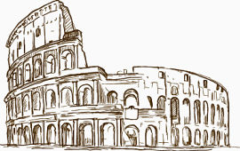 罗马斗兽场建筑卡通手绘