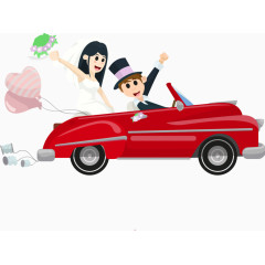 卡通结婚婚车