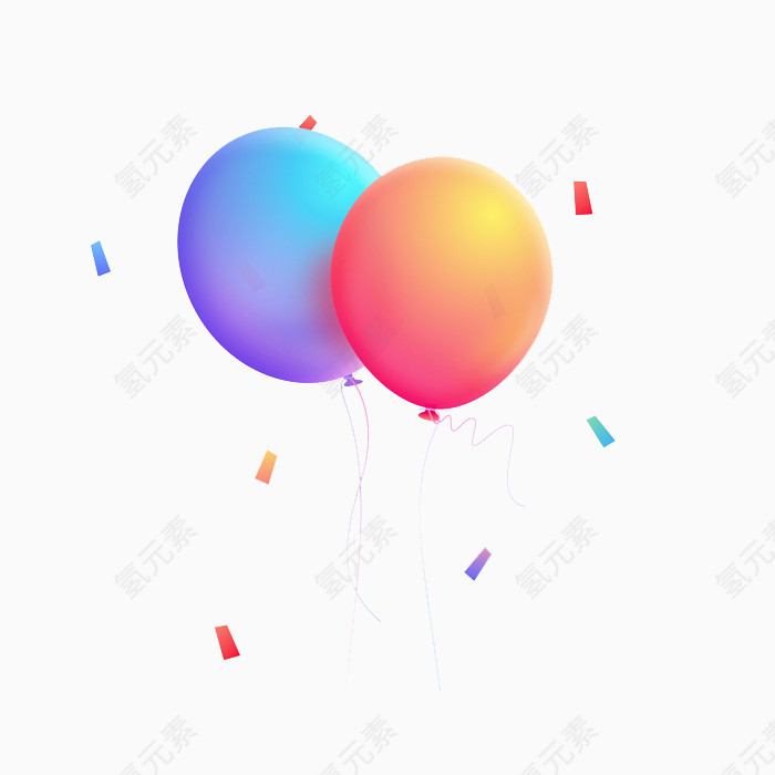 缤纷色彩生日气球节日设计PNG元素