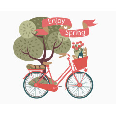 春季树木与单车