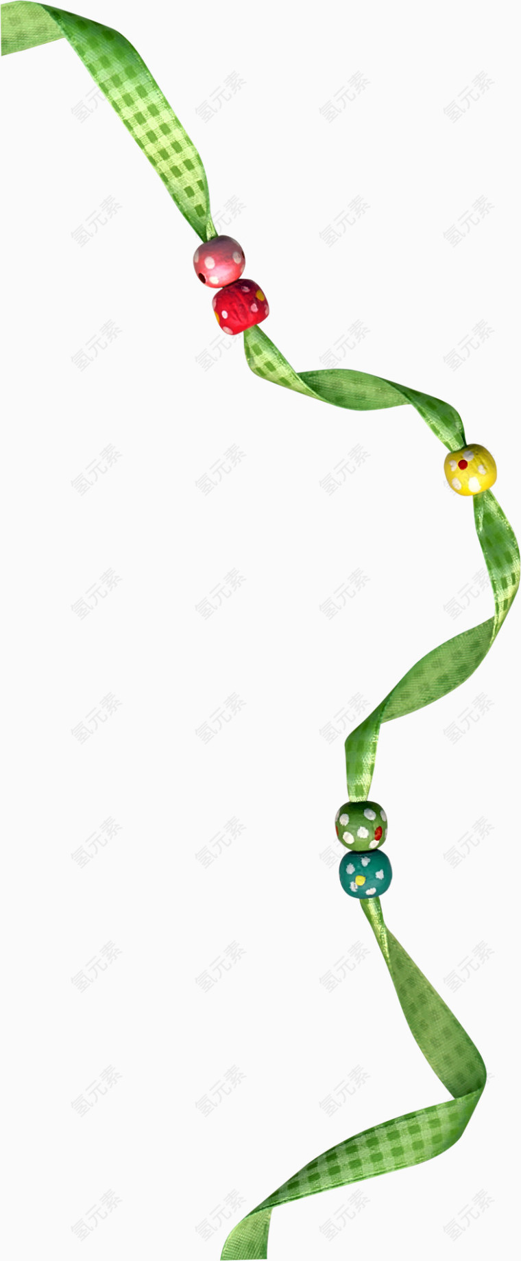 绿色彩带珠串