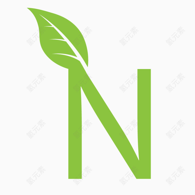 绿叶字母数字N