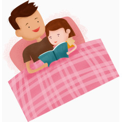 父亲节元素爸爸给小孩讲睡前故事卡通手绘