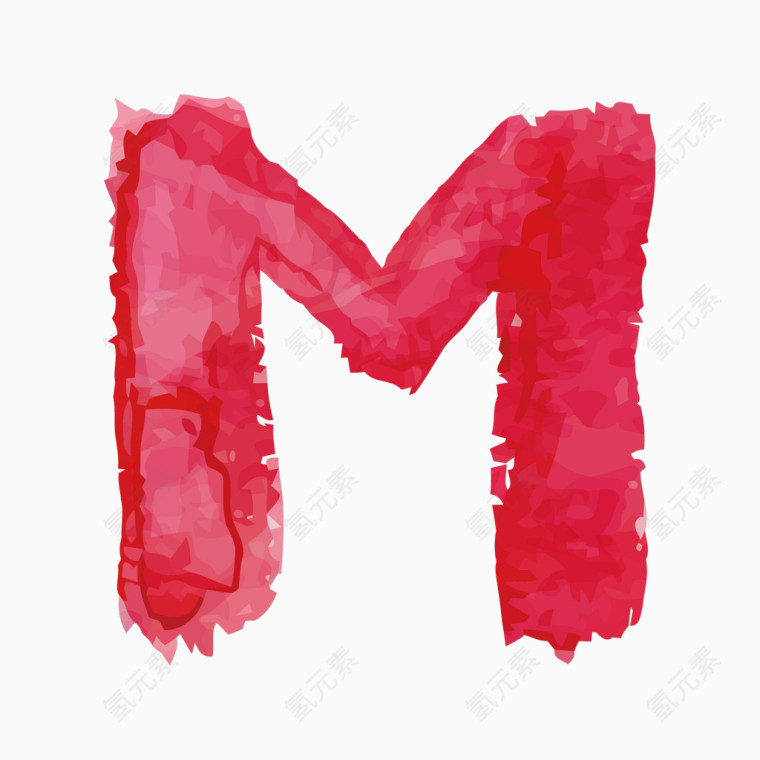 红色水彩字母字体M