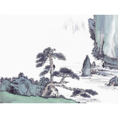 素色山水画