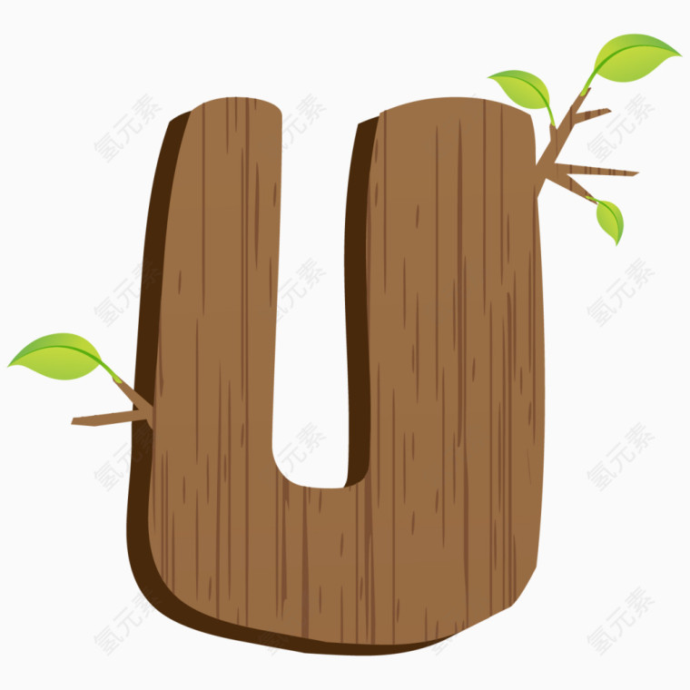 木质英文字母U