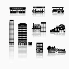 城市建筑 剪影 扁平化 黑色剪影