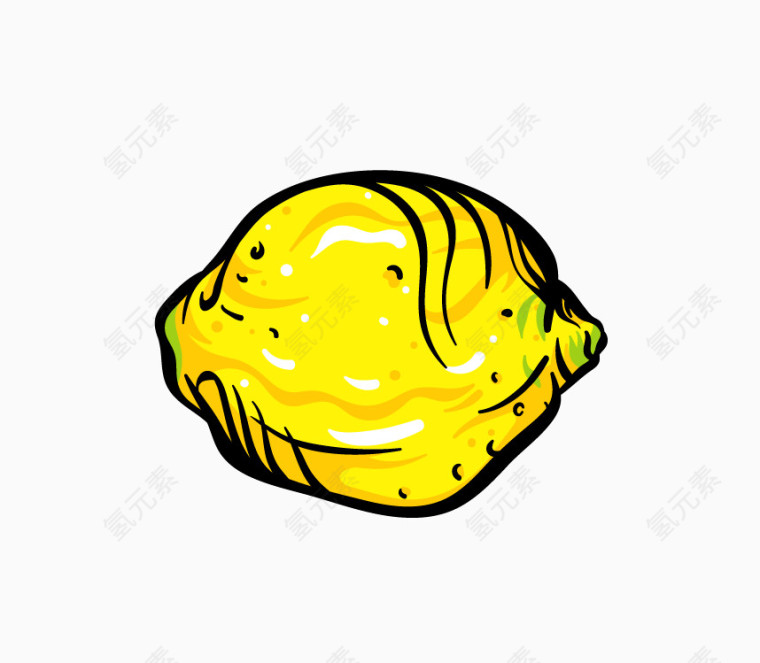 线条水果黄色柠檬