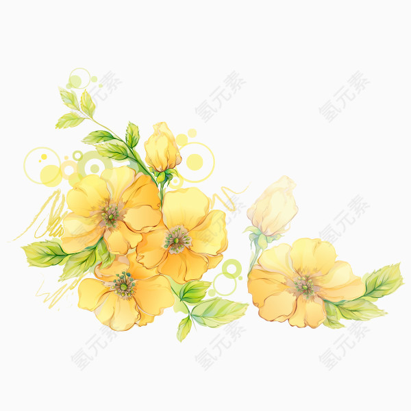 手绘黄色鲜花
