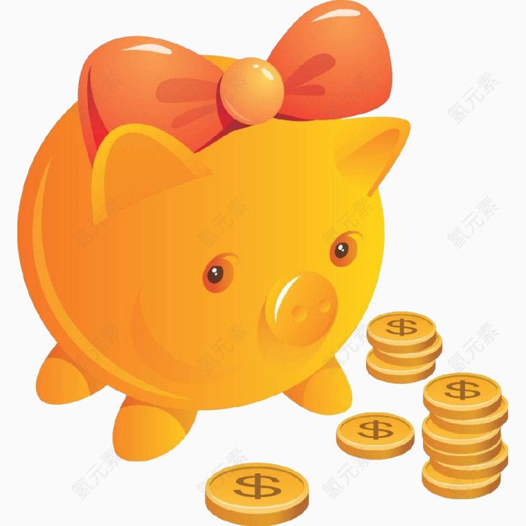 红色的小猪与钱币