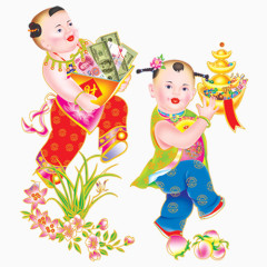 中国福娃招财童子金元宝春节过年