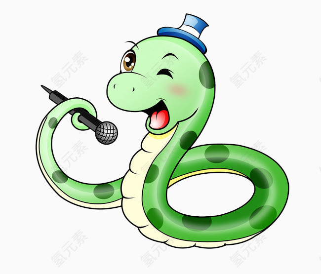 卡通手绘唱歌的蛇