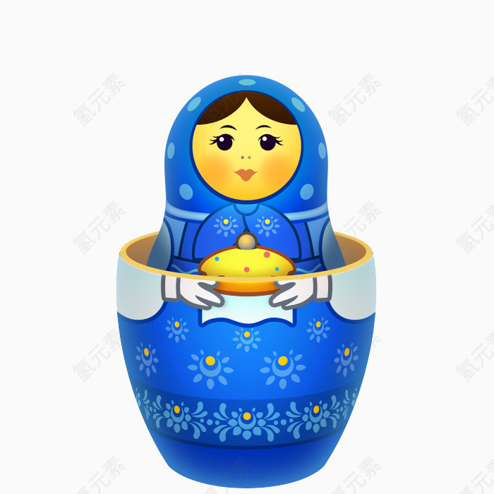 蓝色的俄式套娃内部Matreshka-icons