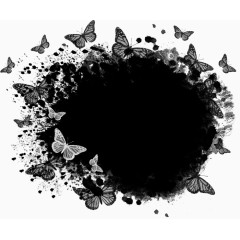 黑色蝴蝶圆形边框