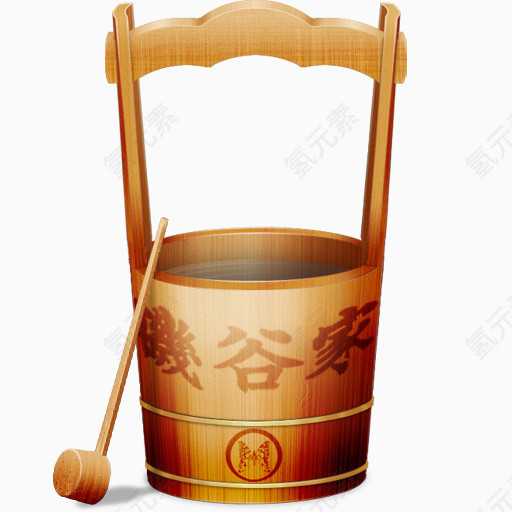 手绘中国风古典剪影 木桶 酒桶