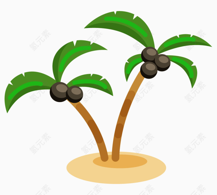 卡通手绘椰子树png 