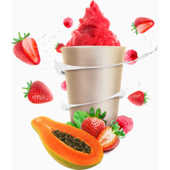 红色冰淇淋红色草莓芒果