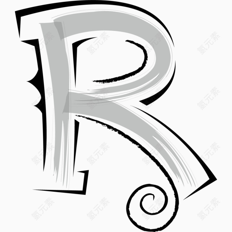 卡通欧式简约花纹英文艺术字母R