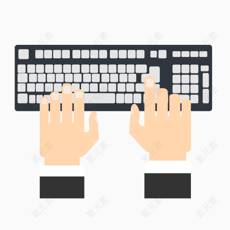 扁平化双手在键盘电脑上打字