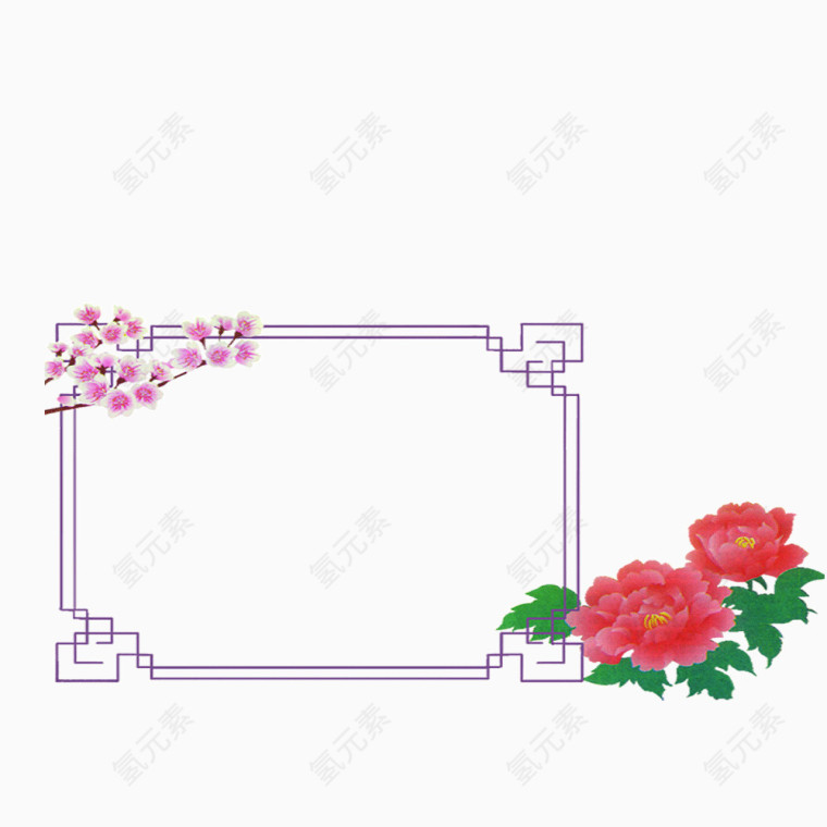 富贵花桃花边框