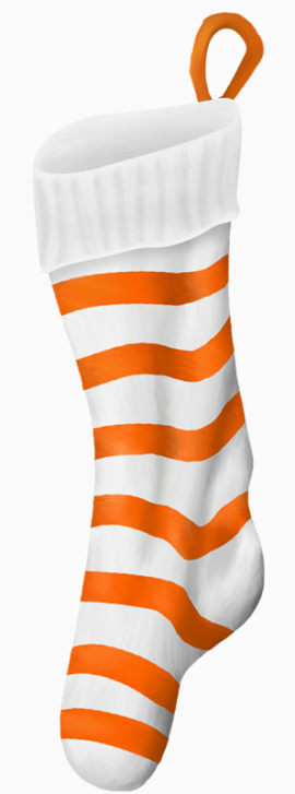橘色条纹圣诞袜