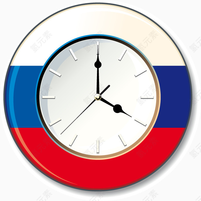 国旗钟表时间元素