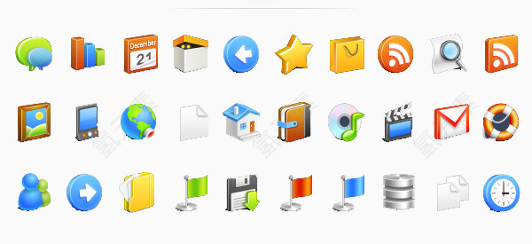 一组彩色简约式网页图标