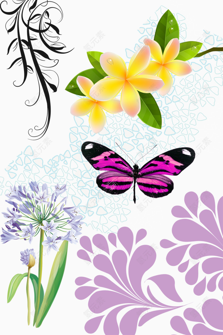 美丽的蝴蝶水墨画图片