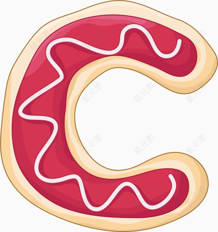 C字母甜甜圈卡通手绘装饰元素