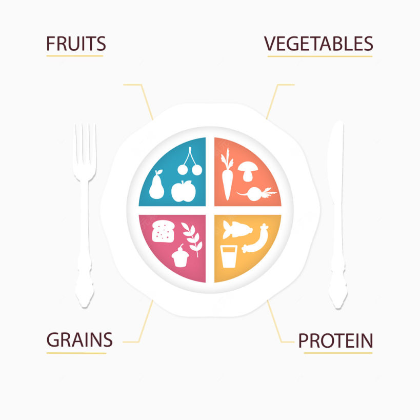 健康饮食餐盘插画矢量素材下载