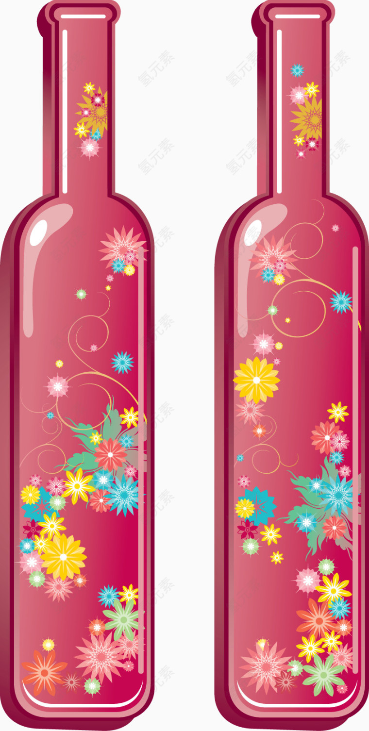 酒瓶花纹粉色