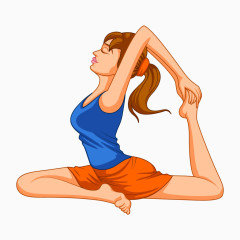 卡通手绘彩色女子练瑜伽后弯腿