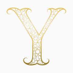金色英文网状字母素材Y