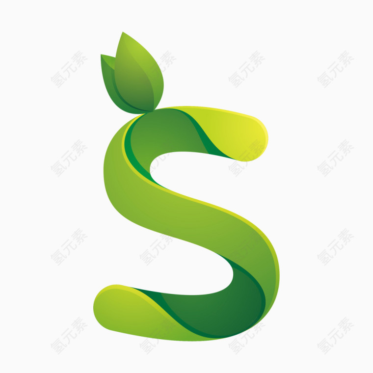 绿色环保叶子字母字体S