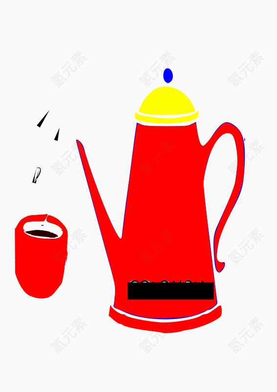 红色的水壶水壶和水杯